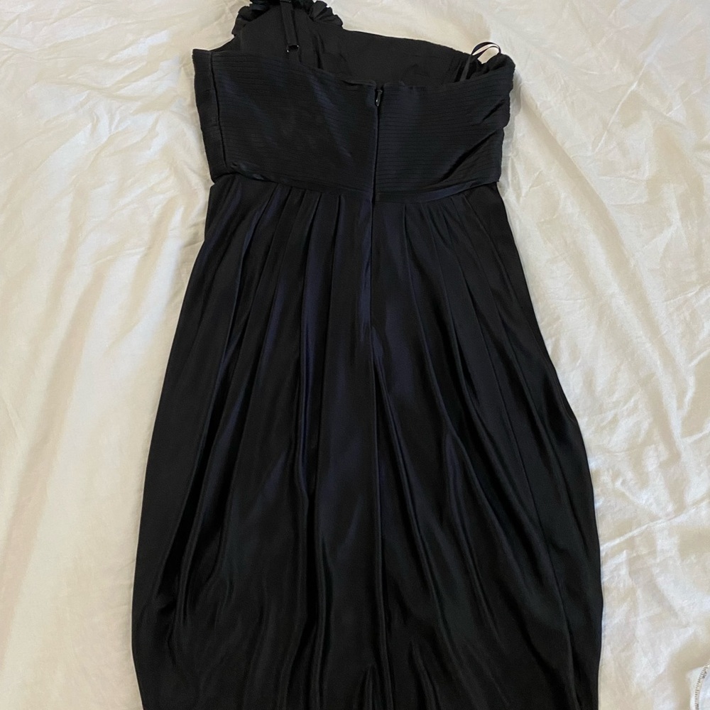 BCBGMAXZARIA black mini cocktail summer party y2K 1 shoulder strap goth dress - Picture 8 of 12